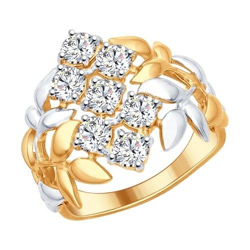 Серебро кольцо фианит золочение 93010592 Sokolov 18.5(р)