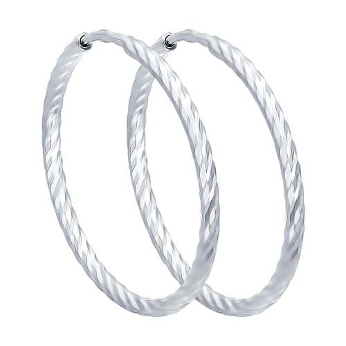 Серебро серьги конго 40мм без вставок родий 94140017 Sokolov