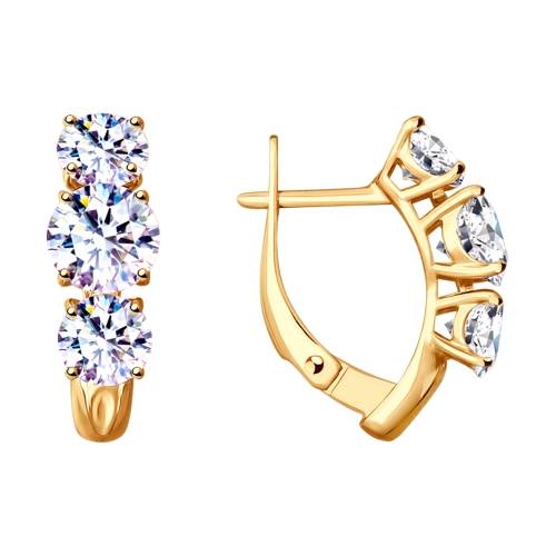 Серебро серьги фианит золочение 93020888 Sokolov