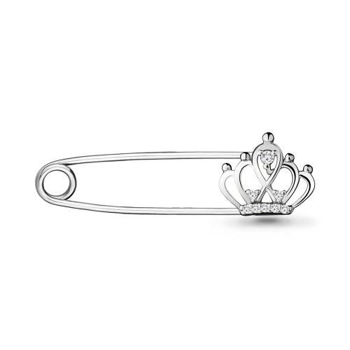 Серебро булавка фианит родий 72688А.5 AQUAMARINE