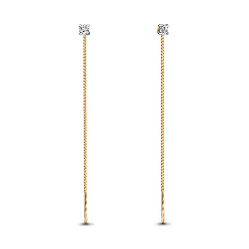 Серебро 925 пробы серьги протяжки фианит золочение 48312А AQUAMARINE