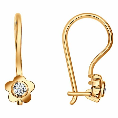Серебро серьги детские фианит золочение 93020443 Россия Cоколов