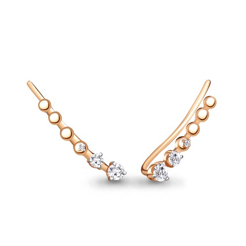 Серебро серьги кафы фианит золочение 45500а.6 Россия Аквамарин