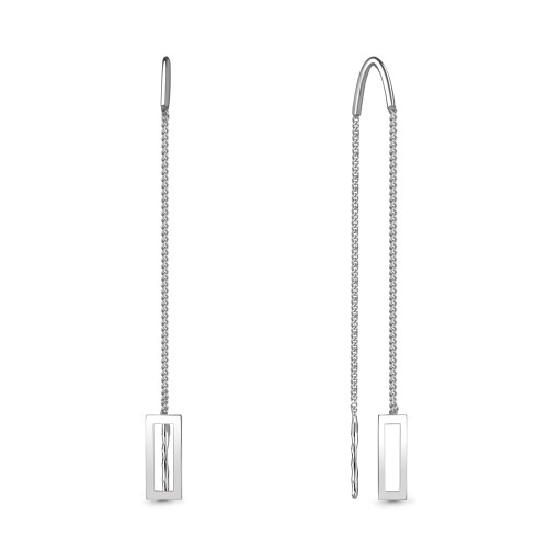 Серебро 925 пробы серьги протяжки без вставок родий 36086.5 AQUAMARINE