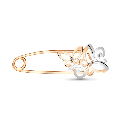 Серебро булавка без вставок золочение 72581.6 AQUAMARINE