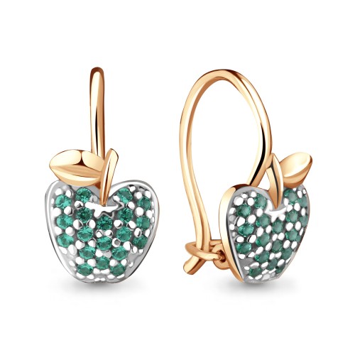 Серебро серьги детские наноизумруд золочение 42569г.6 Россия Аквамарин