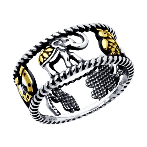 Серебро кольцо без вставок родий 95-110-01844-1 Diamant 16,5(р)