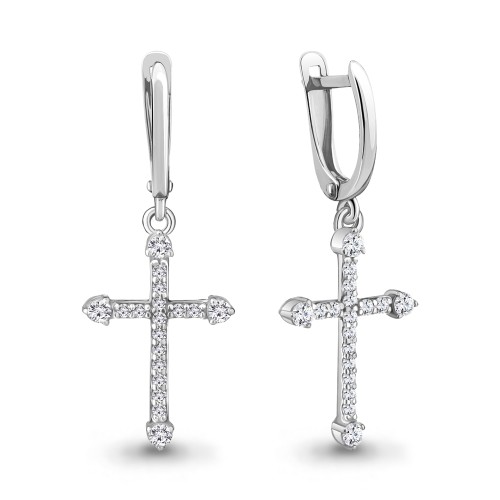 Серебро серьги фианит родий 49398А.5 AQUAMARINE