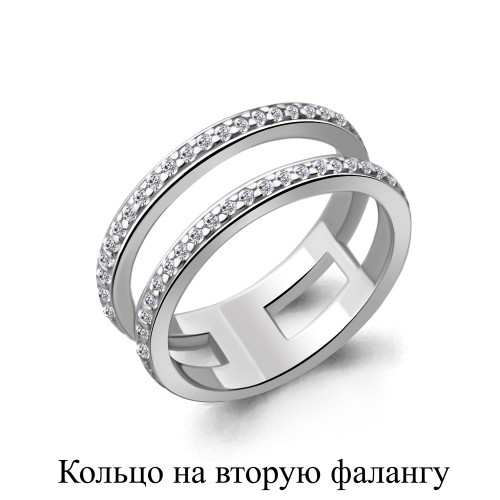 Серебро кольцо фианит родий 67509А.5 AQUAMARINE 14,5(р)