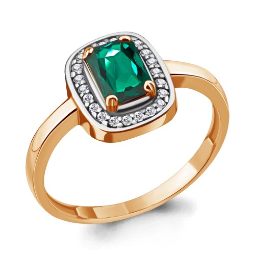 Серебро кольцо наноизумруд золочение 63902Г.6 AQUAMARINE 18(р)