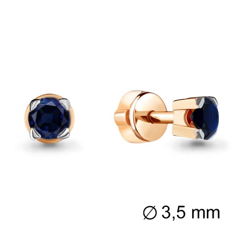 Серебро серьги пусеты наносапфир золочение 42891Б.6 AQUAMARINE