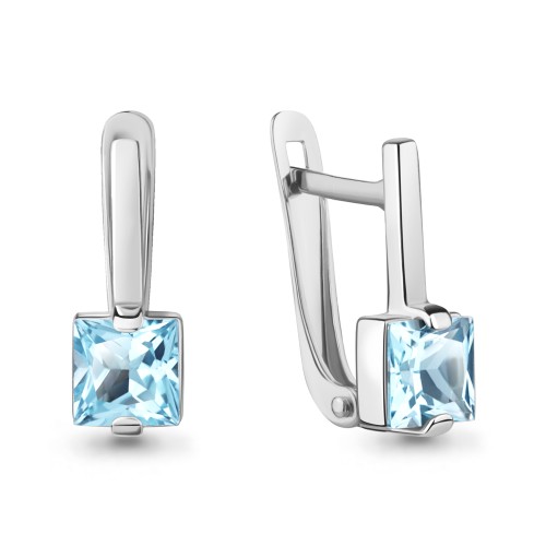 Серебро серьги топаз родий 45000702.5 AQUAMARINE