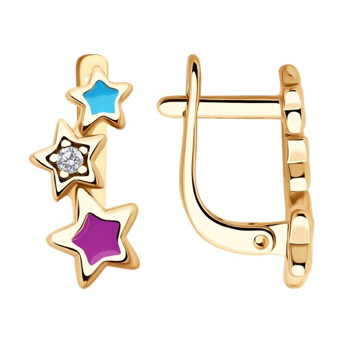 Серебро серьги детские эмаль золочение 93-120-02694-1 Diamant