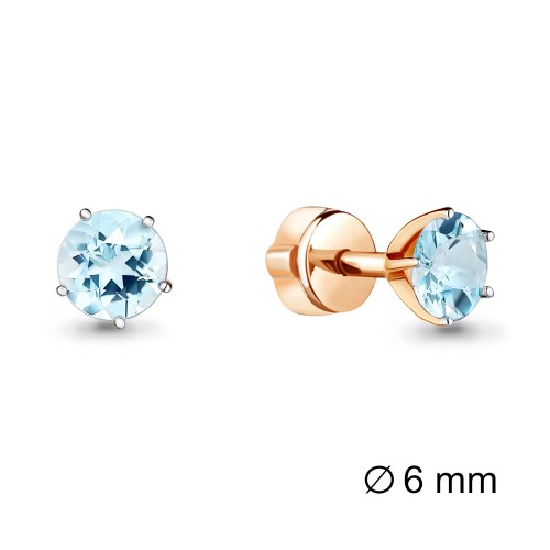 Серебро серьги пусеты топаз золочение 4403802.6 AQUAMARINE