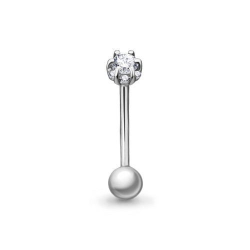 Серебро пирсинг в бровь родий 70512А.5 AQUAMARINE