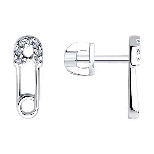 Серебро серьги пусеты фианит родий 94025954 Sokolov