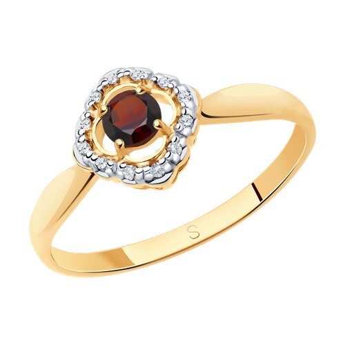 Серебро кольцо гранат золочение 92011388 Sokolov 17,5(р)