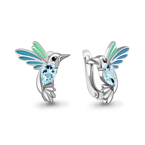 Серебро серьги родий 45026802Ч.5 AQUAMARINE