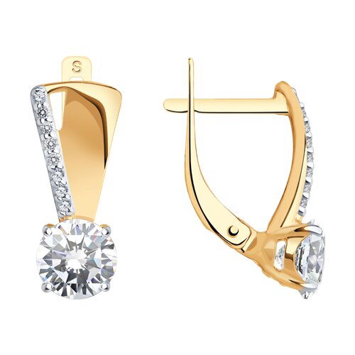 Серебро серьги фианит золочение 93020879 Sokolov