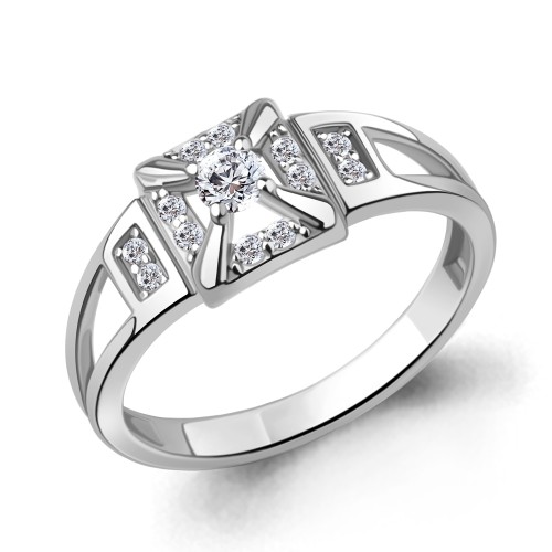 Серебро кольцо родий 600123А.5 AQUAMARINE 16,5(р)