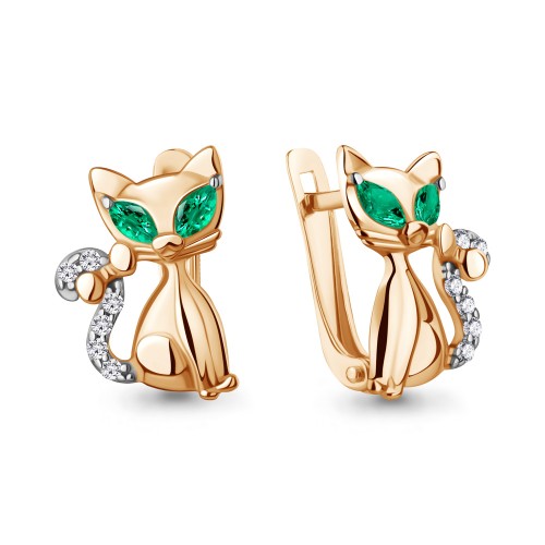 Серебро серьги детские наноизумруд золочение 400515АГ.6 AQUAMARINE