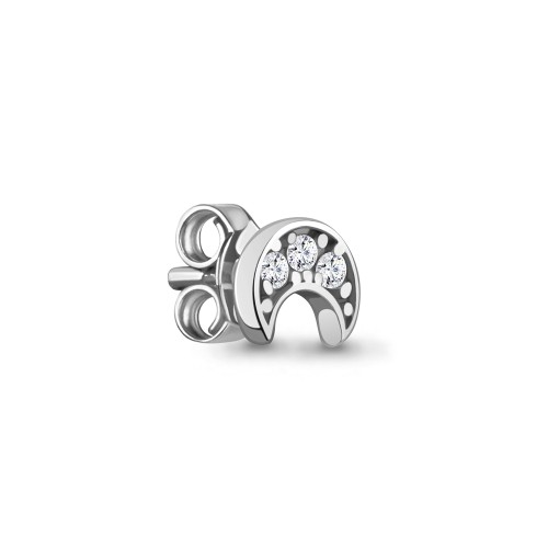 Серебро серьги пусеты 1штука родий 400860А.5 AQUAMARINE
