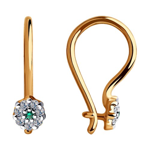 Золото 585 пробы серьги фианит 51-120-00676-1 Diamant