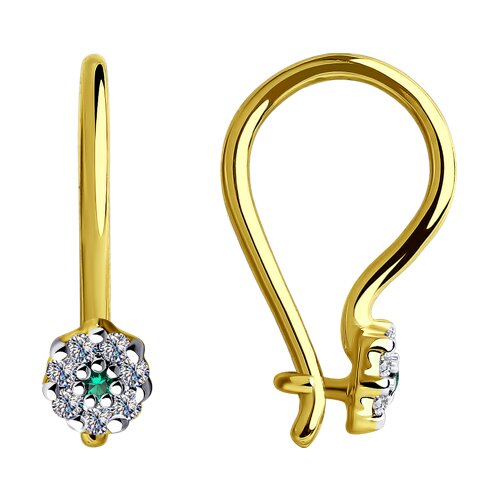 Золото 585 пробы серьги фианит 53-120-00676-1 Diamant