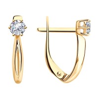 Серебро серьги фианит золочение 93-120-01376-1 Diamant