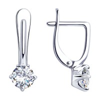 Серебро серьги фианит родий 94-120-01648-1 Diamant