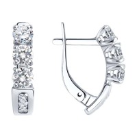 Серебро серьги фианит родий 94022979 Sokolov