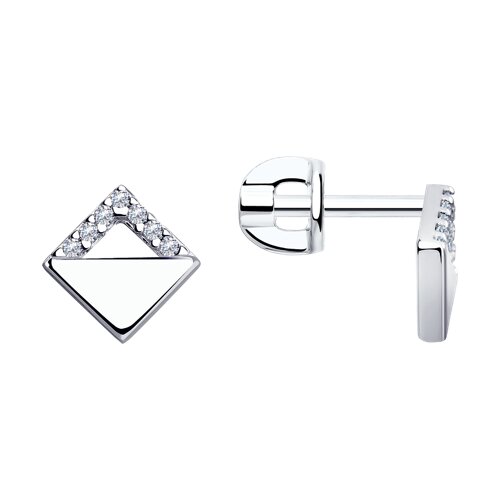 Серебро серьги пусеты фианит родий 94-122-01422-1 Diamant