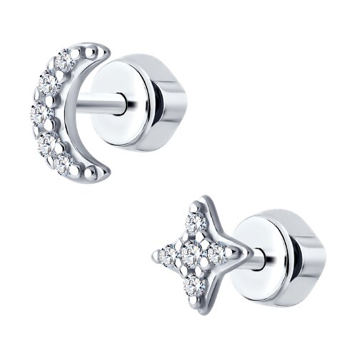 Серебро серьги пусеты фианит родий 94022924 Sokolov