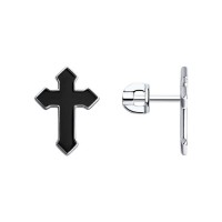 Серебро серьги пусеты эмаль родий 94025120 Sokolov