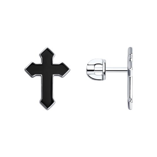 Серебро серьги пусеты эмаль родий 94025120 Sokolov