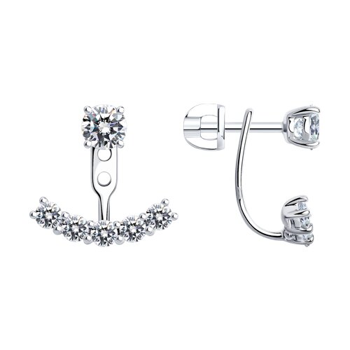 Серебро серьги пусеты фианит родий 94025877 Sokolov