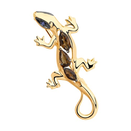 Серебро брошь раухтопаз золочение 92040073 Sokolov