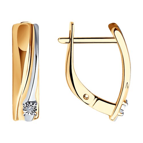 Серебро серьги бриллиант золочение 87020052 Sokolov