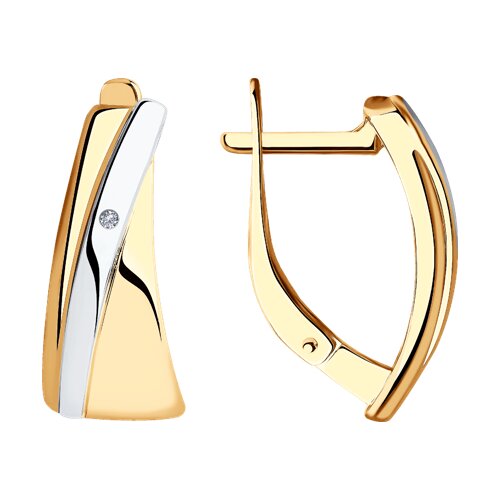 Серебро серьги бриллиант золочение 87020075 Sokolov