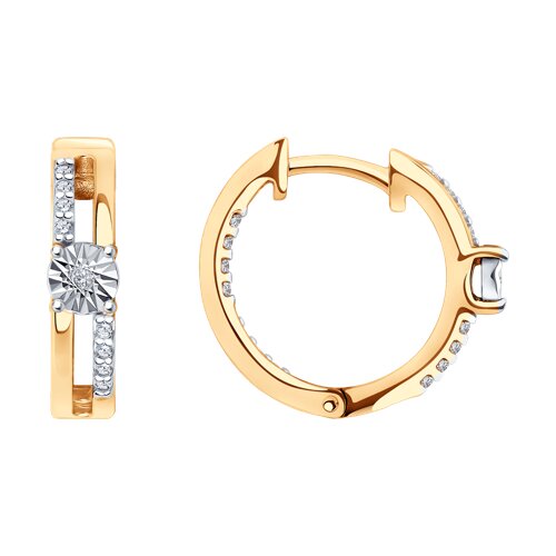 Серебро серьги бриллиант золочение 87020074 Sokolov