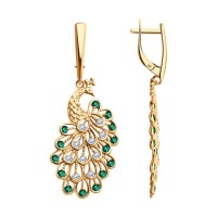 Серебро серьги фианит золочение 93022399 Sokolov