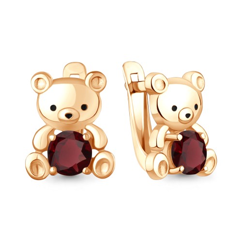 Серебро серьги детские гранат золочение 45026603.6 AQUAMARINE