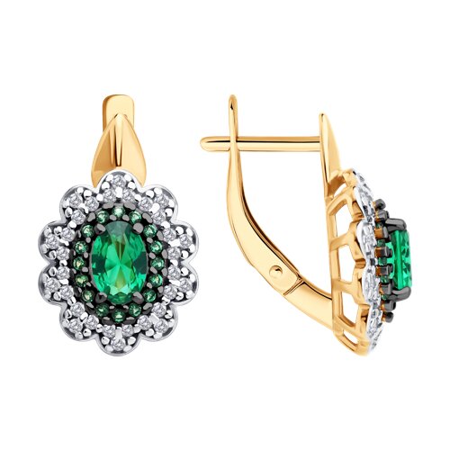 Серебро серьги фианит золочение 93022462 Sokolov