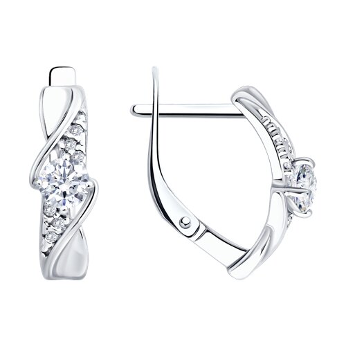 Серебро серьги фианит родий 94-120-00030-1 Diamant