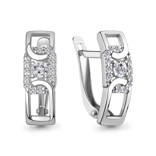 Серебро серьги родий 400626А.5 AQUAMARINE