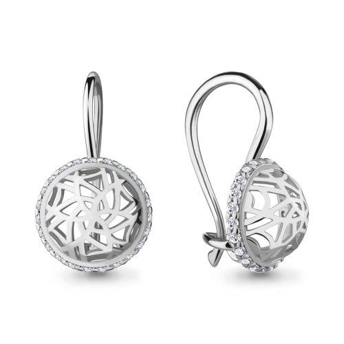 Серебро 925 пробы серьги фианит родий 48401А.5 AQUAMARINE