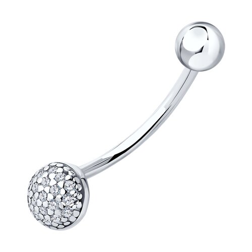Серебро 925 пробы пирсинг В пупок фианит родий 94-160-02015-1 Diamant