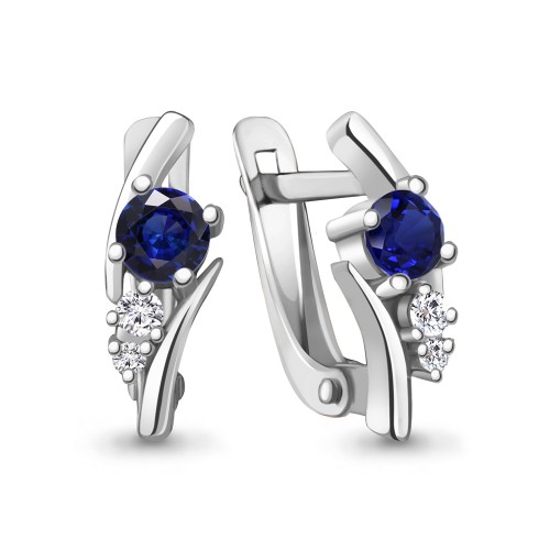 Серебро 925 пробы серьги наносапфир родий 49415АБ.5 AQUAMARINE
