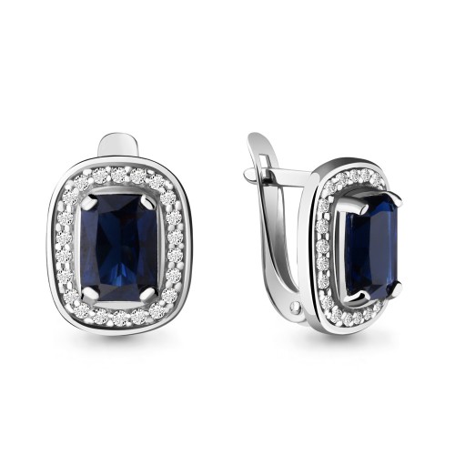 Серебро 925 пробы серьги наносапфир родий 42902Б.5 AQUAMARINE
