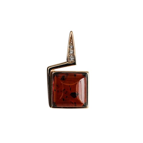 Серебро 925 пробы подвеска янтарь золочение 823141 Янтарная волна